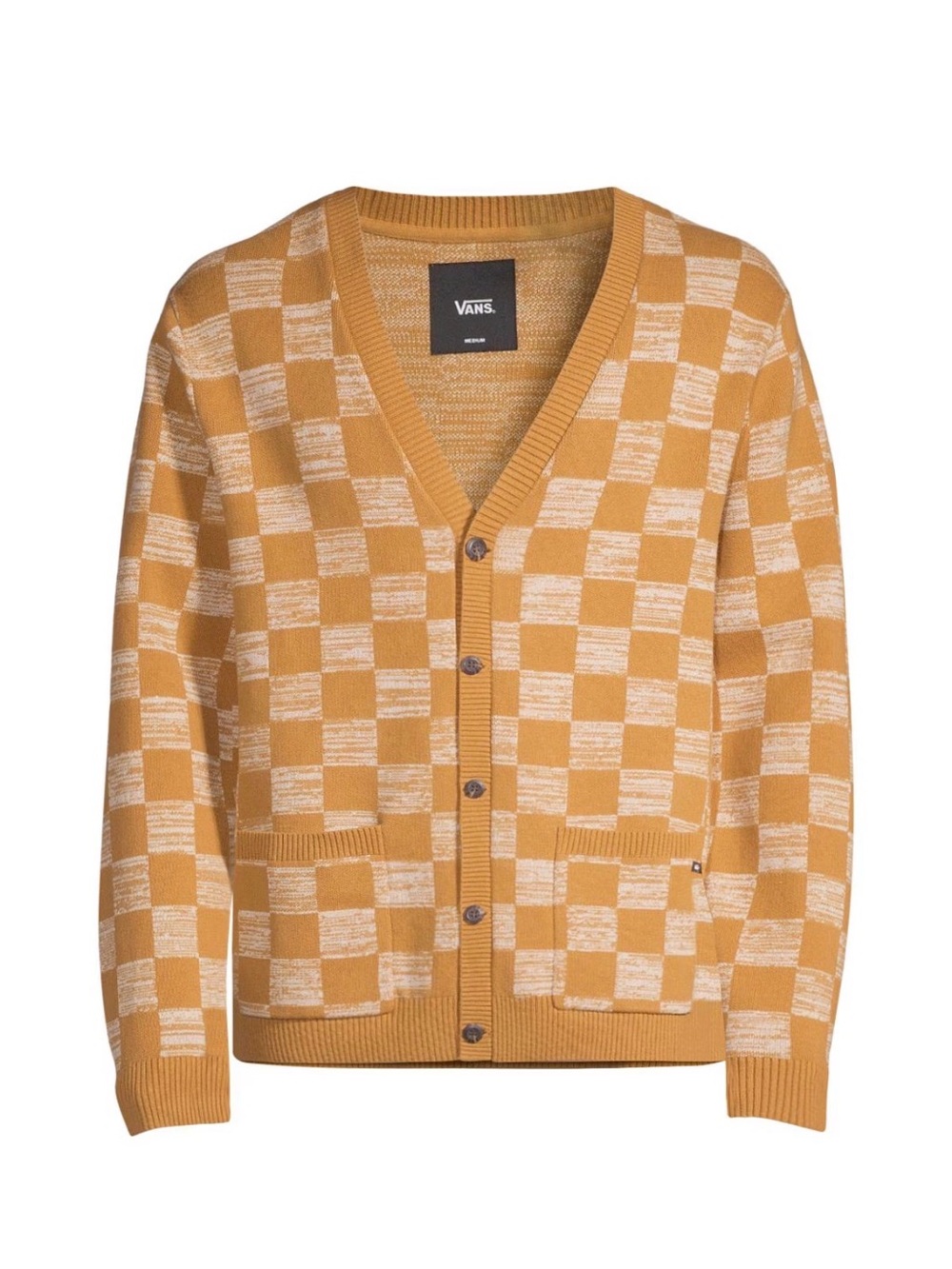 Vans Men's Checkered Knit Cardigan in Mustard and Cream
New, new,no tag XL